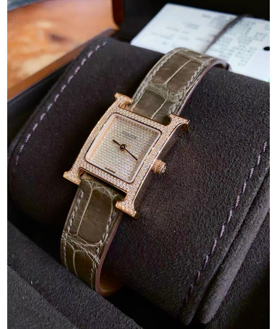 HERMES Бежевые часы из розового золота, фото 3