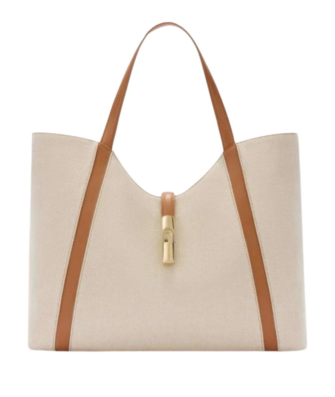 FURLA Бежевая хлопковая сумка тоут, фото 1