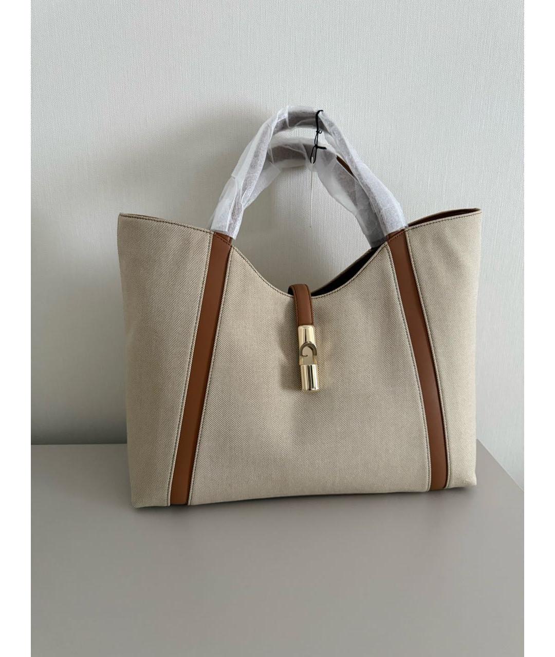 FURLA Бежевая хлопковая сумка тоут, фото 2