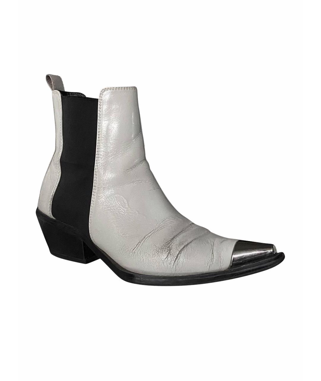 HELMUT LANG Белые кожаные ботинки, фото 1
