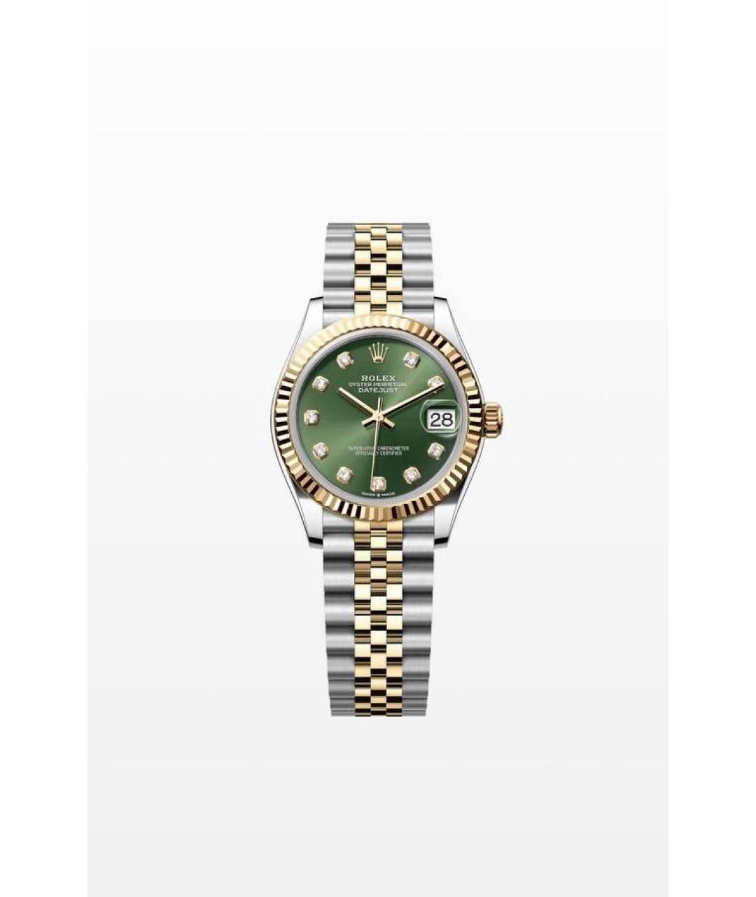 ROLEX Зеленые часы из желтого золота, фото 8