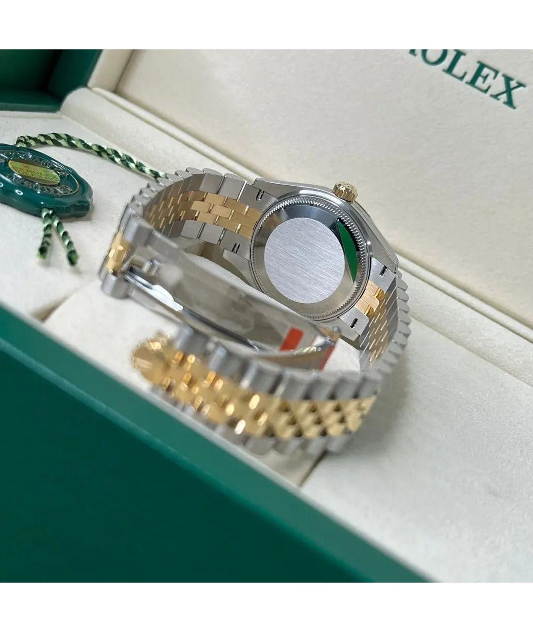 ROLEX Зеленые часы из желтого золота, фото 5
