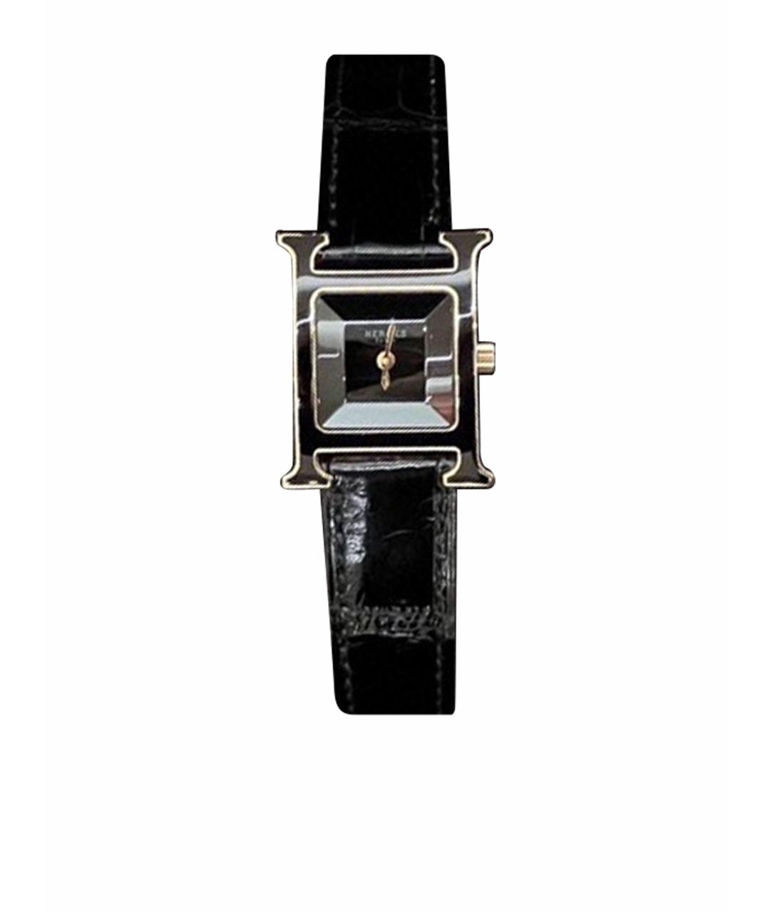 HERMES Черные часы из розового золота, фото 1