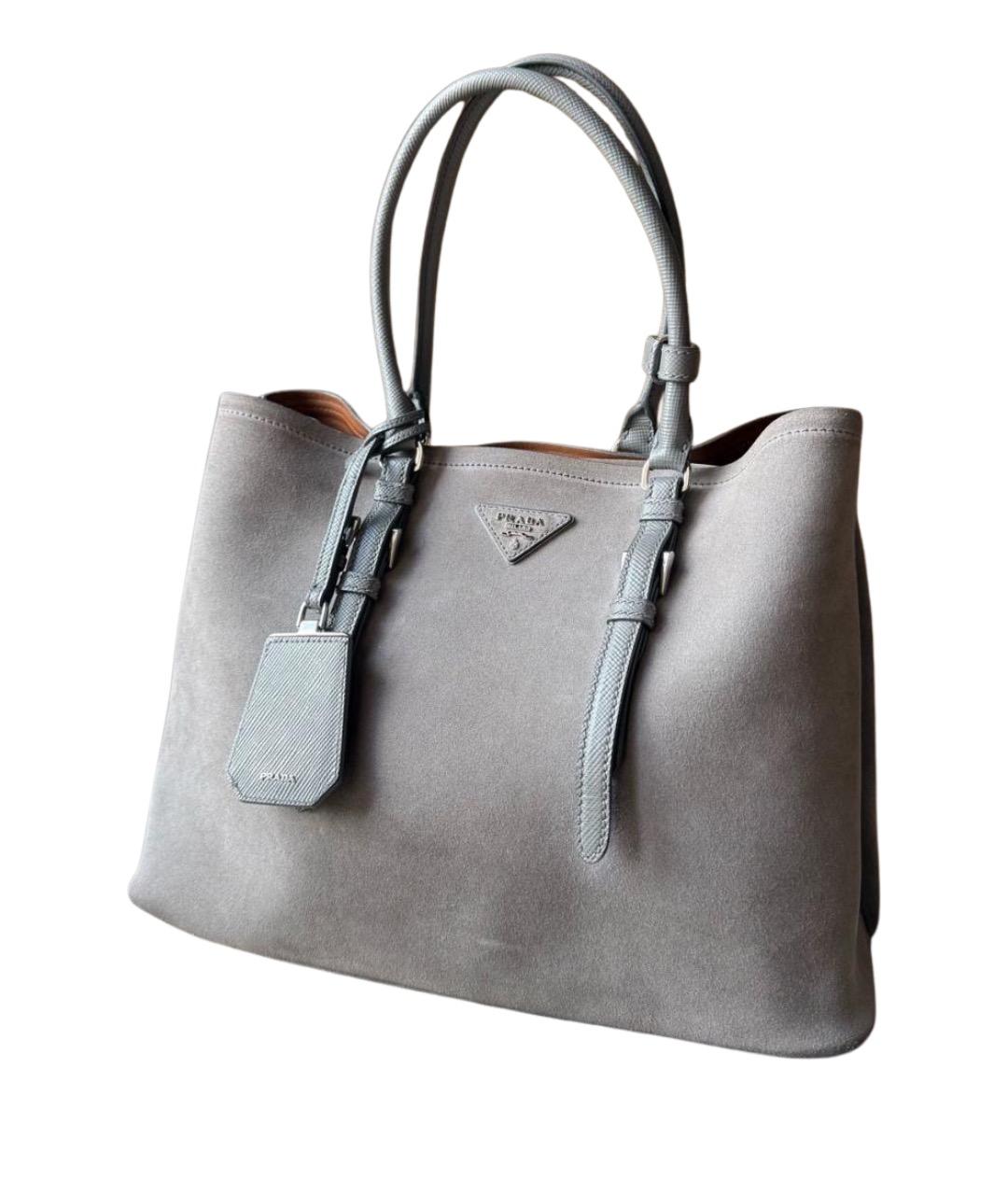 PRADA Антрацитовая кожаная сумка тоут, фото 1