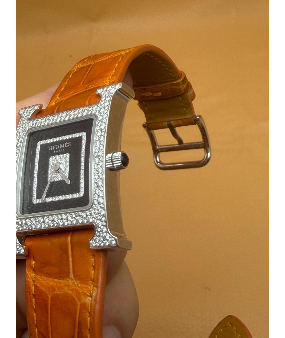 HERMES Черные часы из белого золота, фото 3