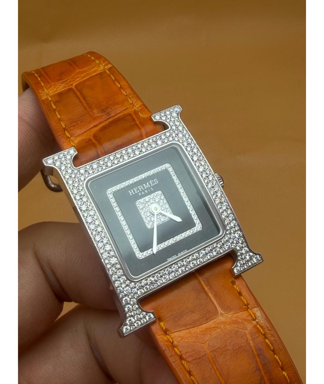 HERMES Черные часы из белого золота, фото 4