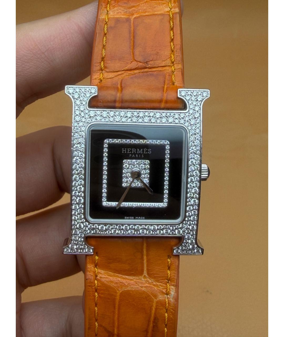HERMES Черные часы из белого золота, фото 6