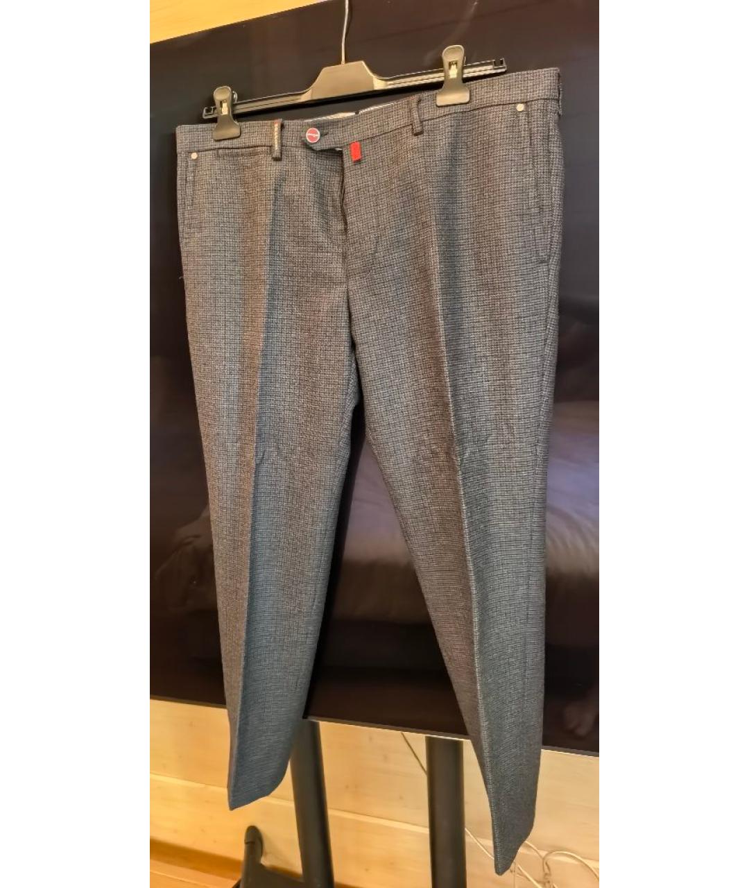 KITON Антрацитовые шерстяные классические брюки, фото 5