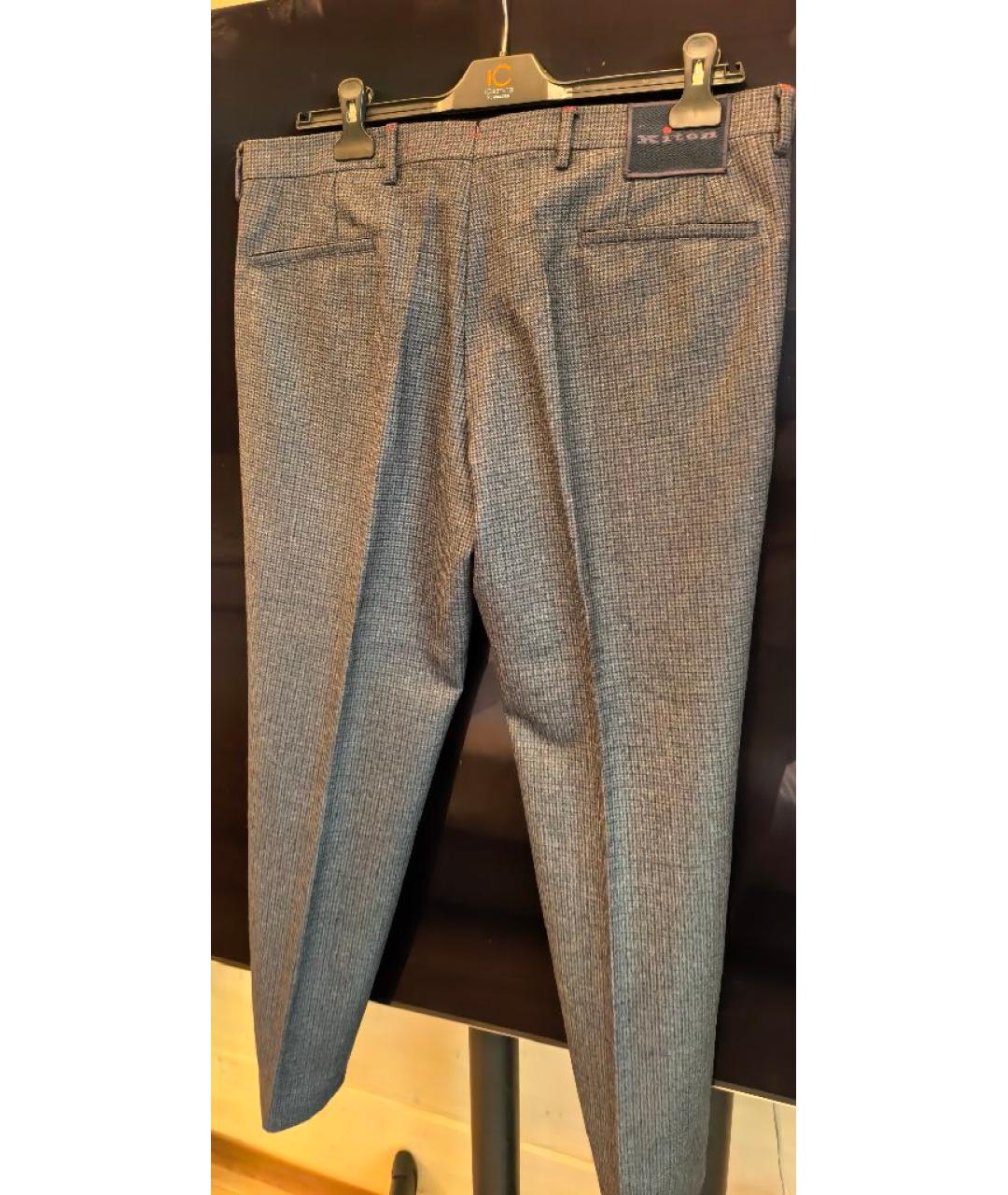 KITON Антрацитовые шерстяные классические брюки, фото 2