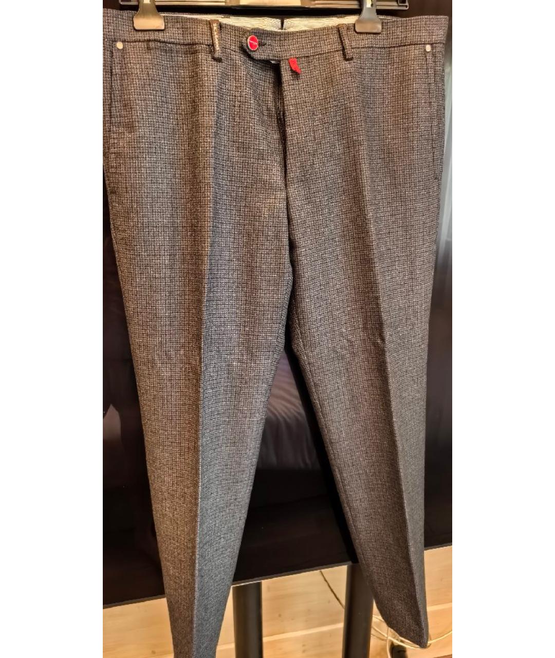 KITON Антрацитовые шерстяные классические брюки, фото 4
