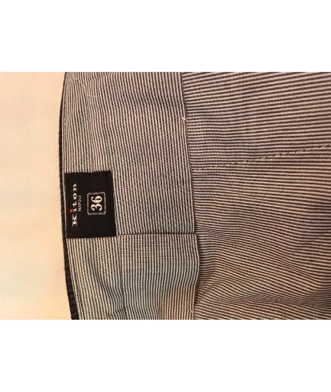 KITON Антрацитовые шерстяные классические брюки, фото 3