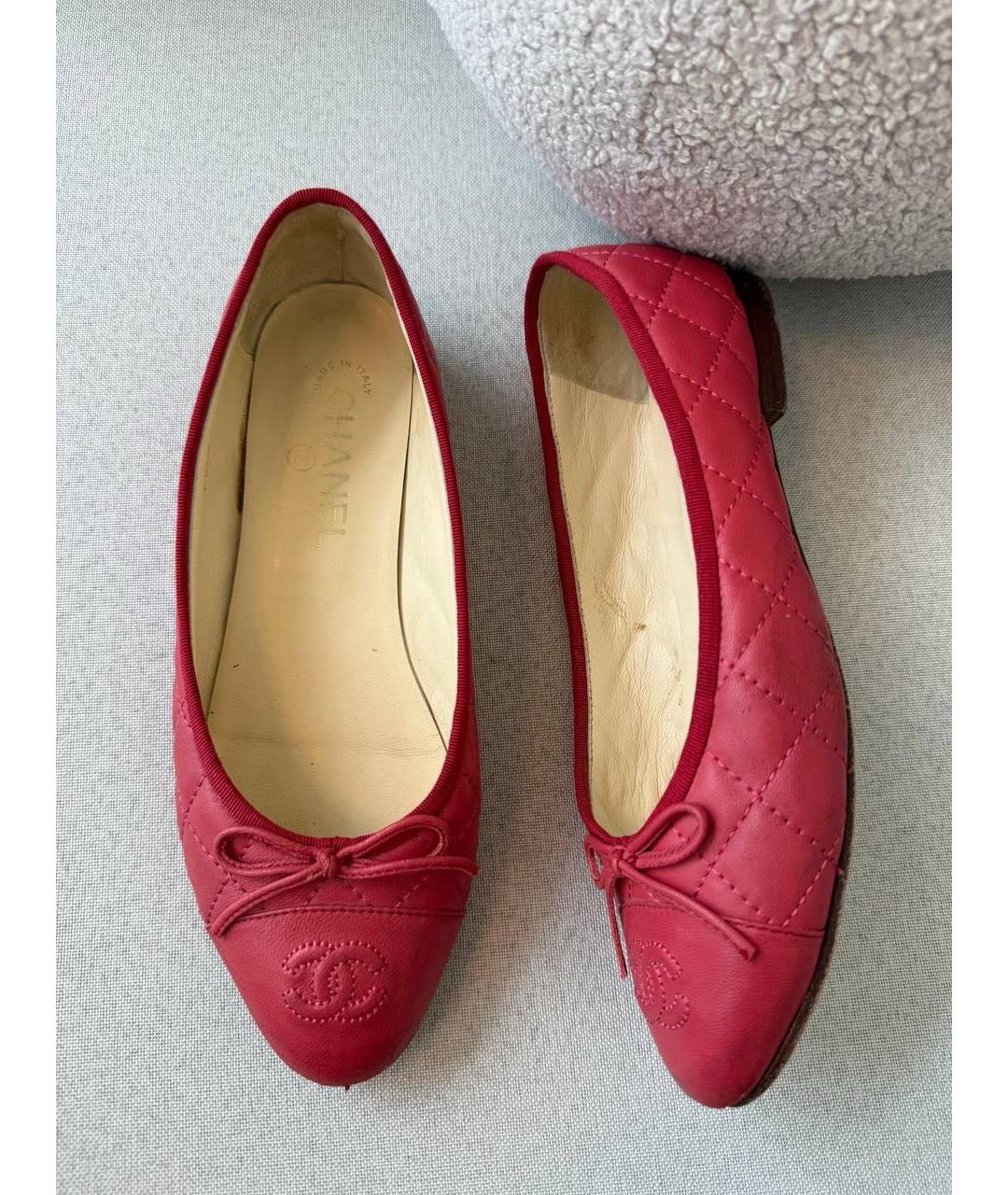 CHANEL Красные кожаные балетки, фото 8