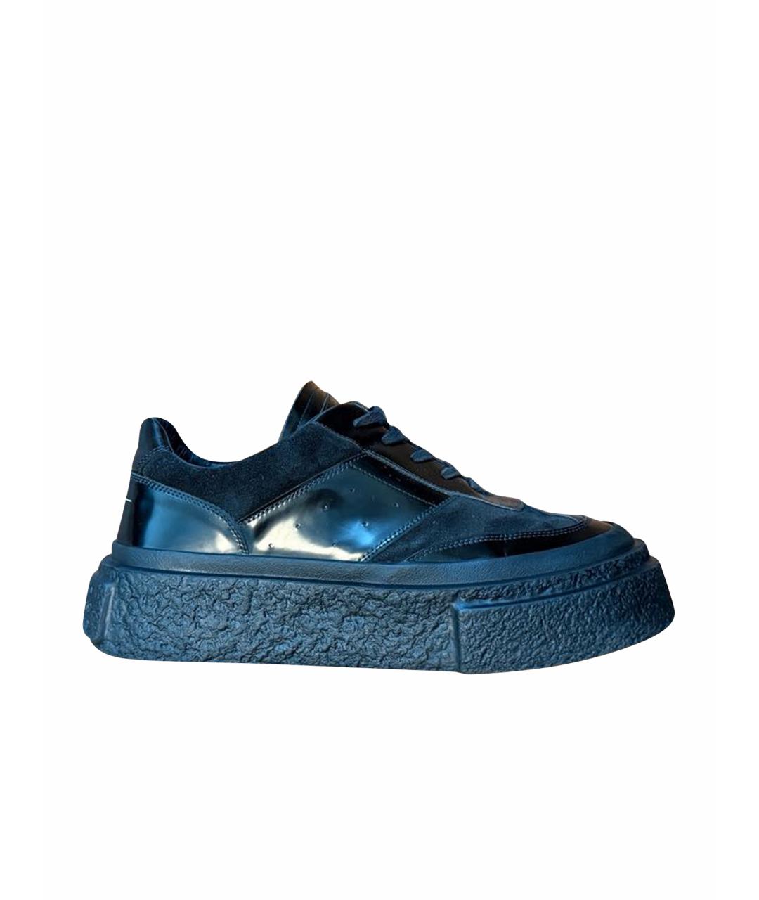 MM6 MAISON MARGIELA Черные кожаные низкие кроссовки / кеды, фото 1