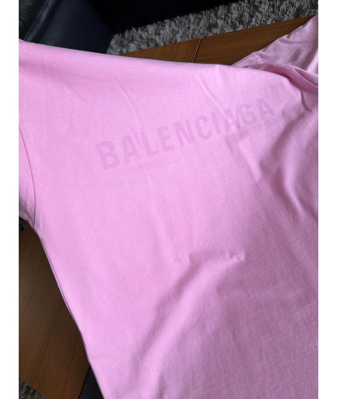 BALENCIAGA Розовая хлопковая футболка, фото 2