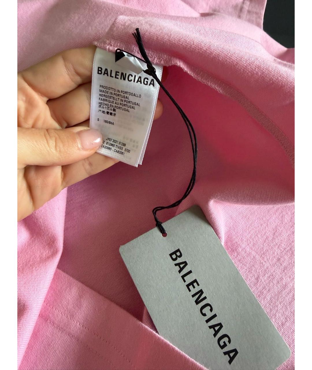 BALENCIAGA Розовая хлопковая футболка, фото 3