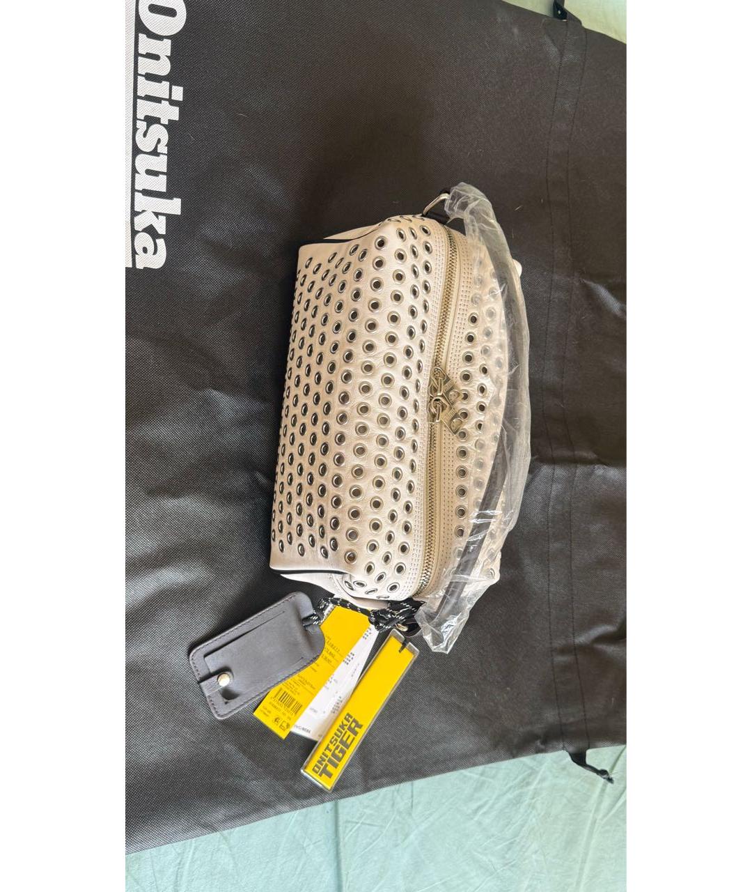ONITSUKA TIGER Белая кожаная сумка с короткими ручками, фото 7