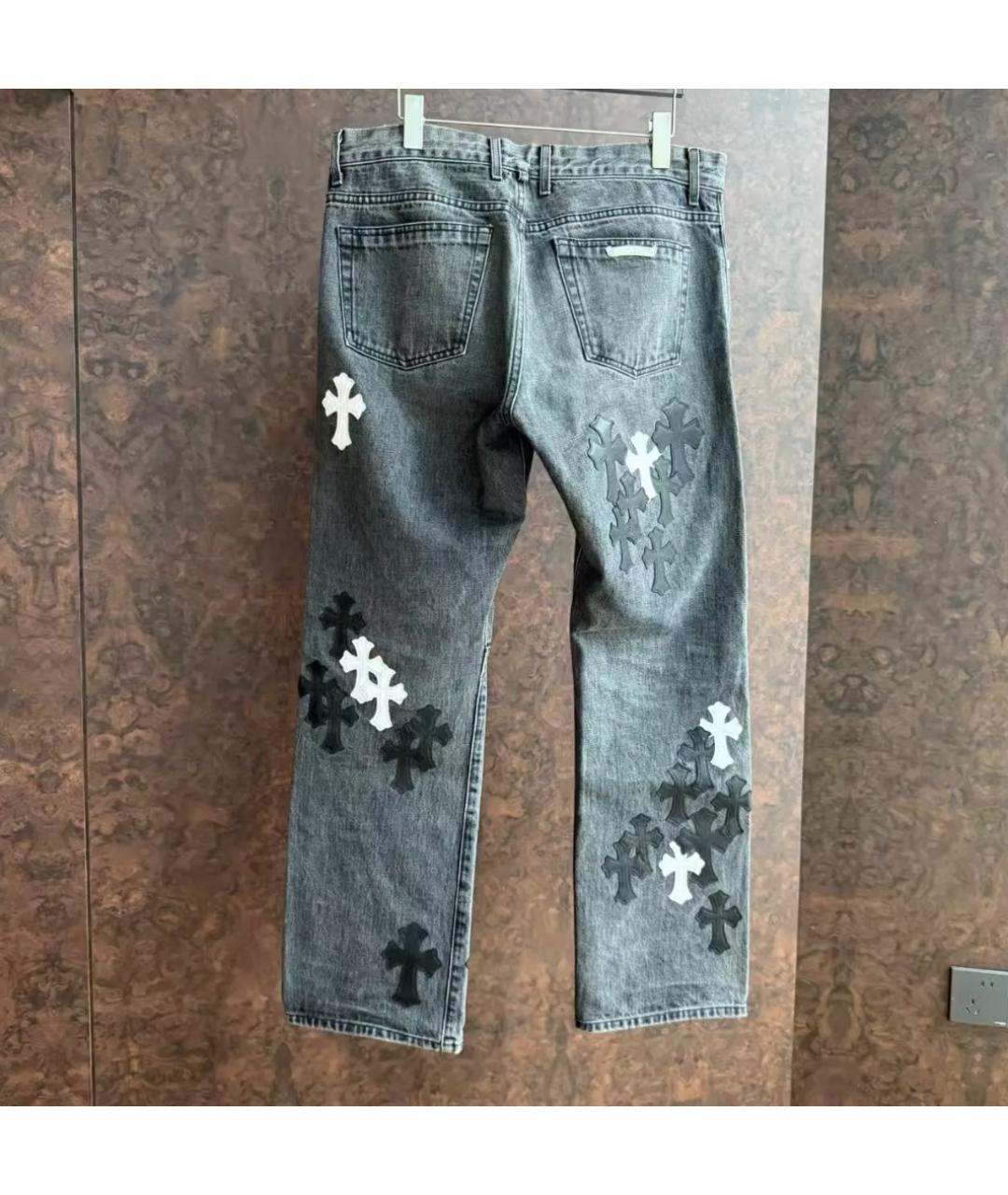 CHROME HEARTS Серые хлопковые прямые джинсы, фото 2