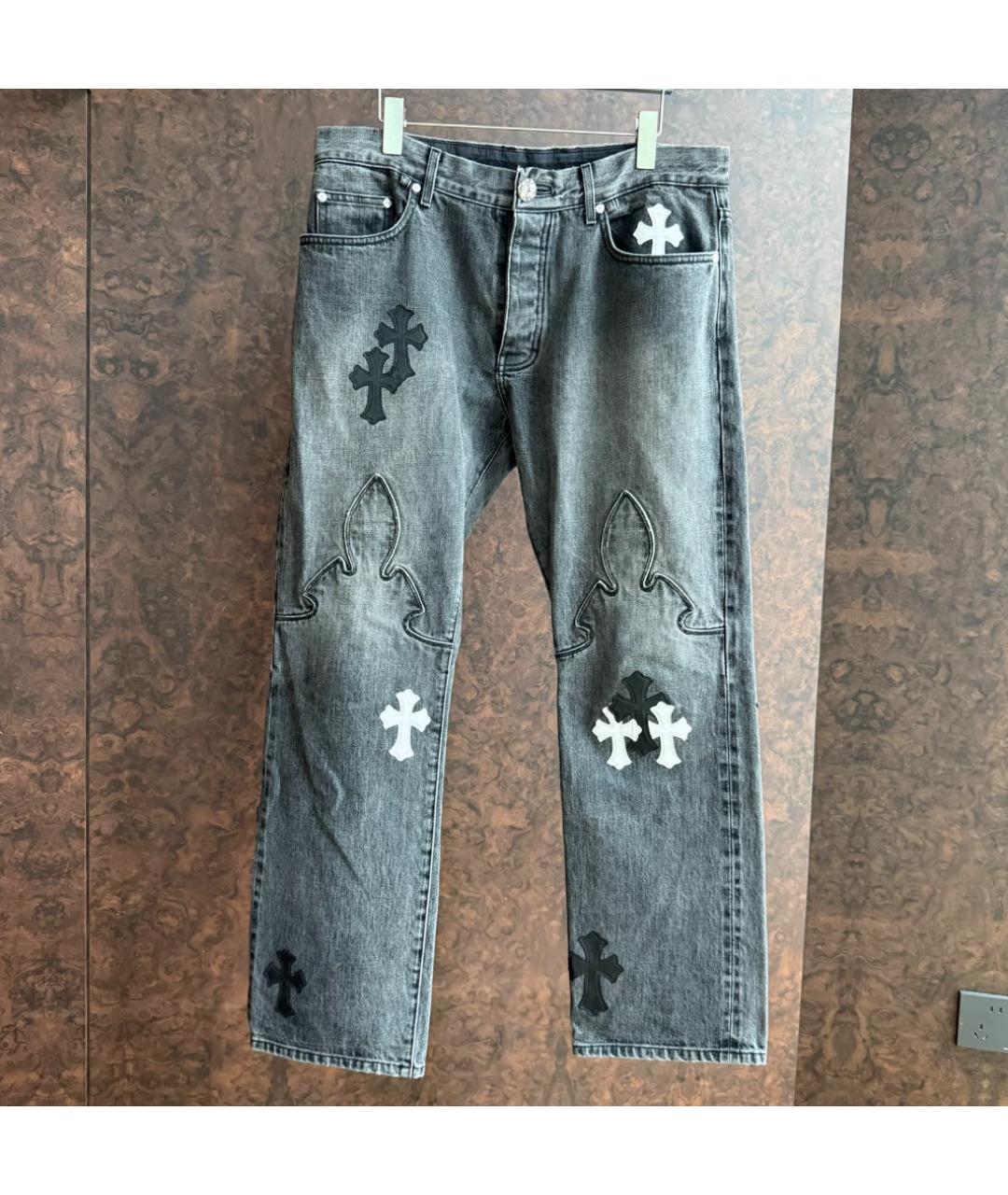 CHROME HEARTS Серые хлопковые прямые джинсы, фото 3