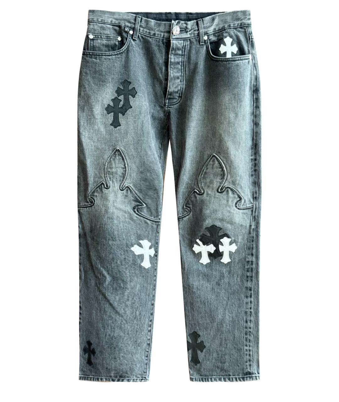 CHROME HEARTS Серые хлопковые прямые джинсы, фото 1