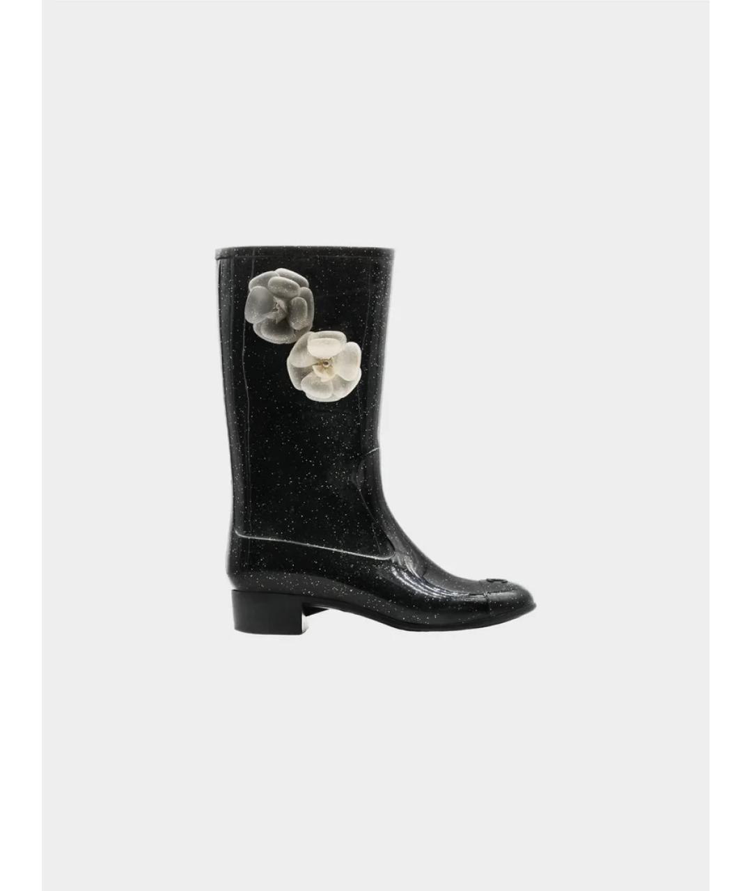 CHANEL Черные резиновые сапоги, фото 7