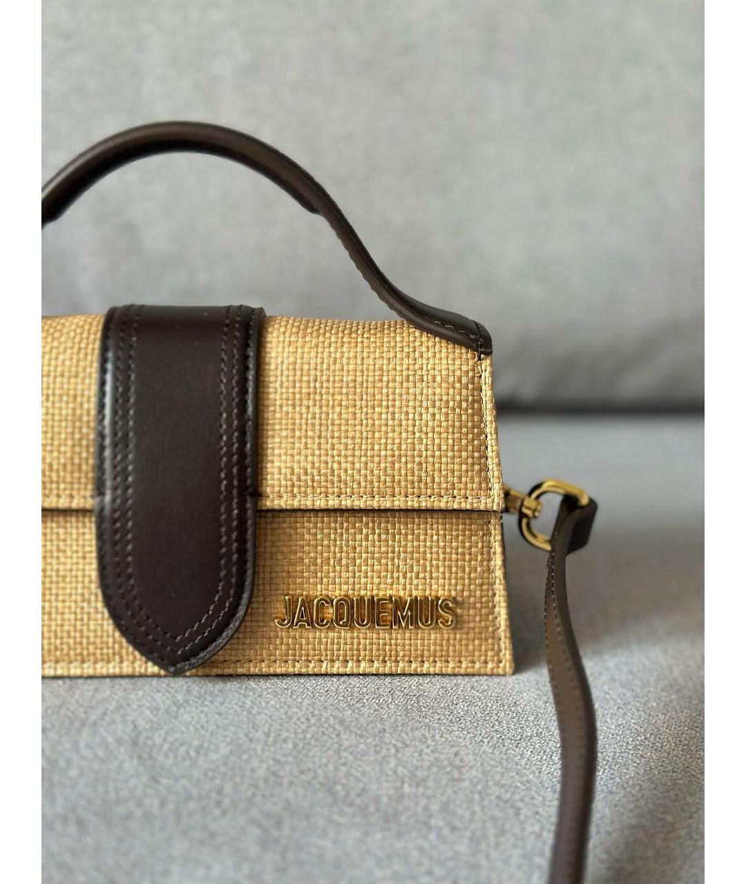 JACQUEMUS Бежевая плетеная сумка с короткими ручками, фото 5