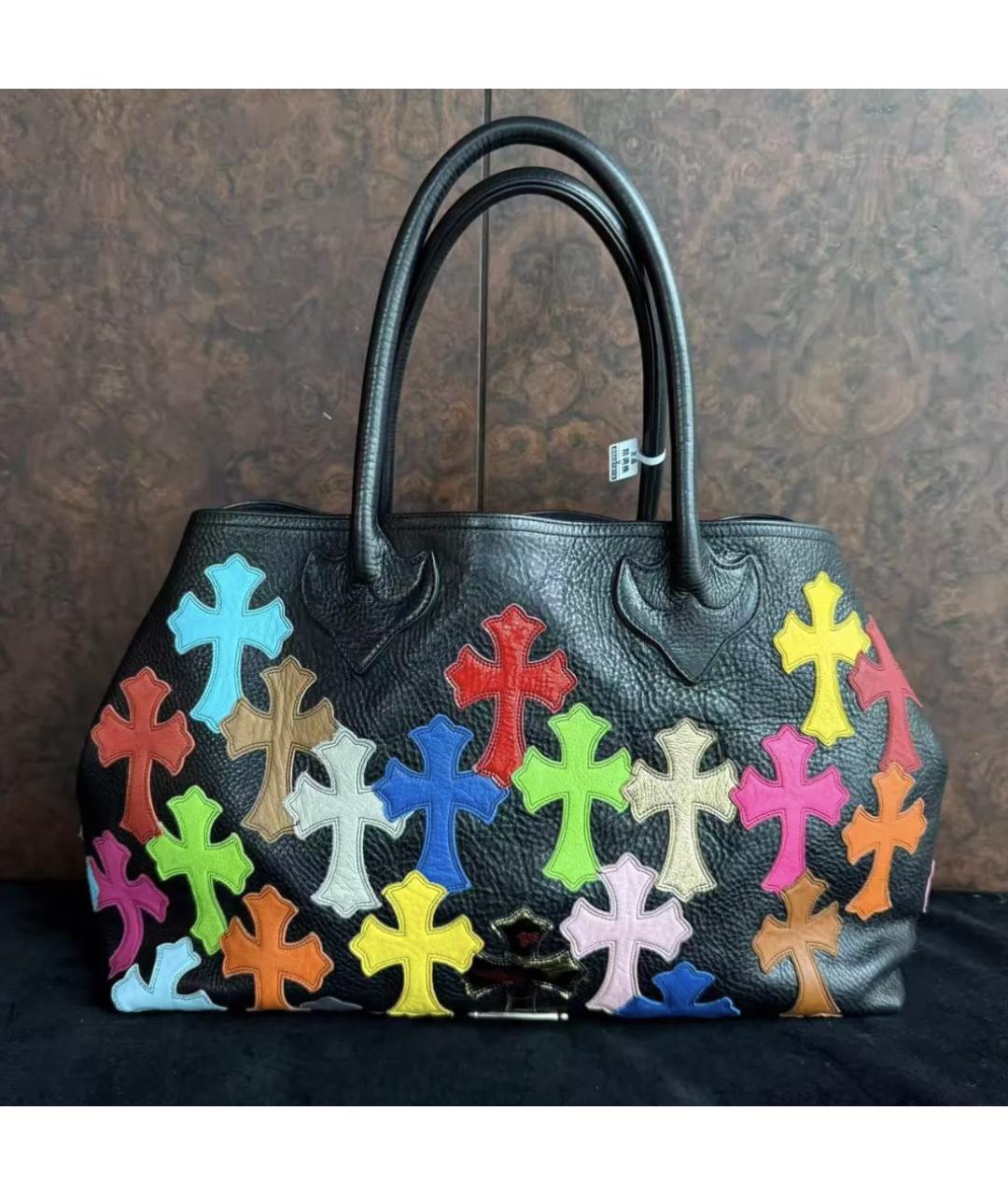 CHROME HEARTS Черная кожаная сумка с короткими ручками, фото 2