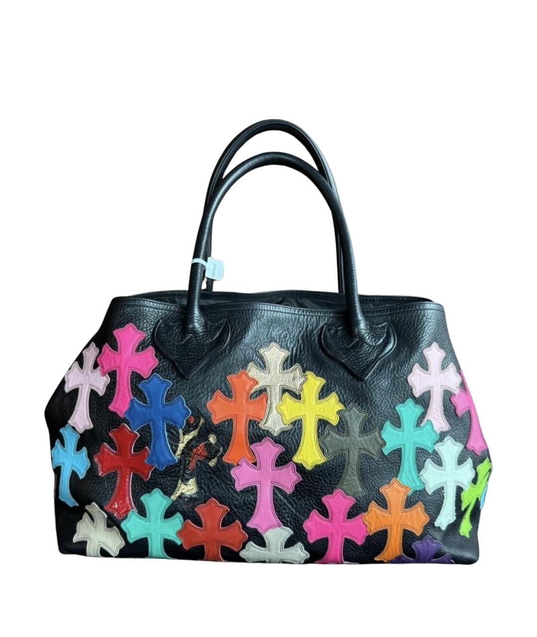 CHROME HEARTS Черная кожаная сумка с короткими ручками, фото 1