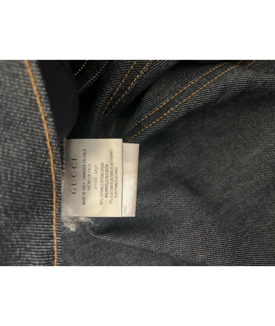 GUCCI Темно-синие хлопко-эластановые прямые джинсы, фото 5