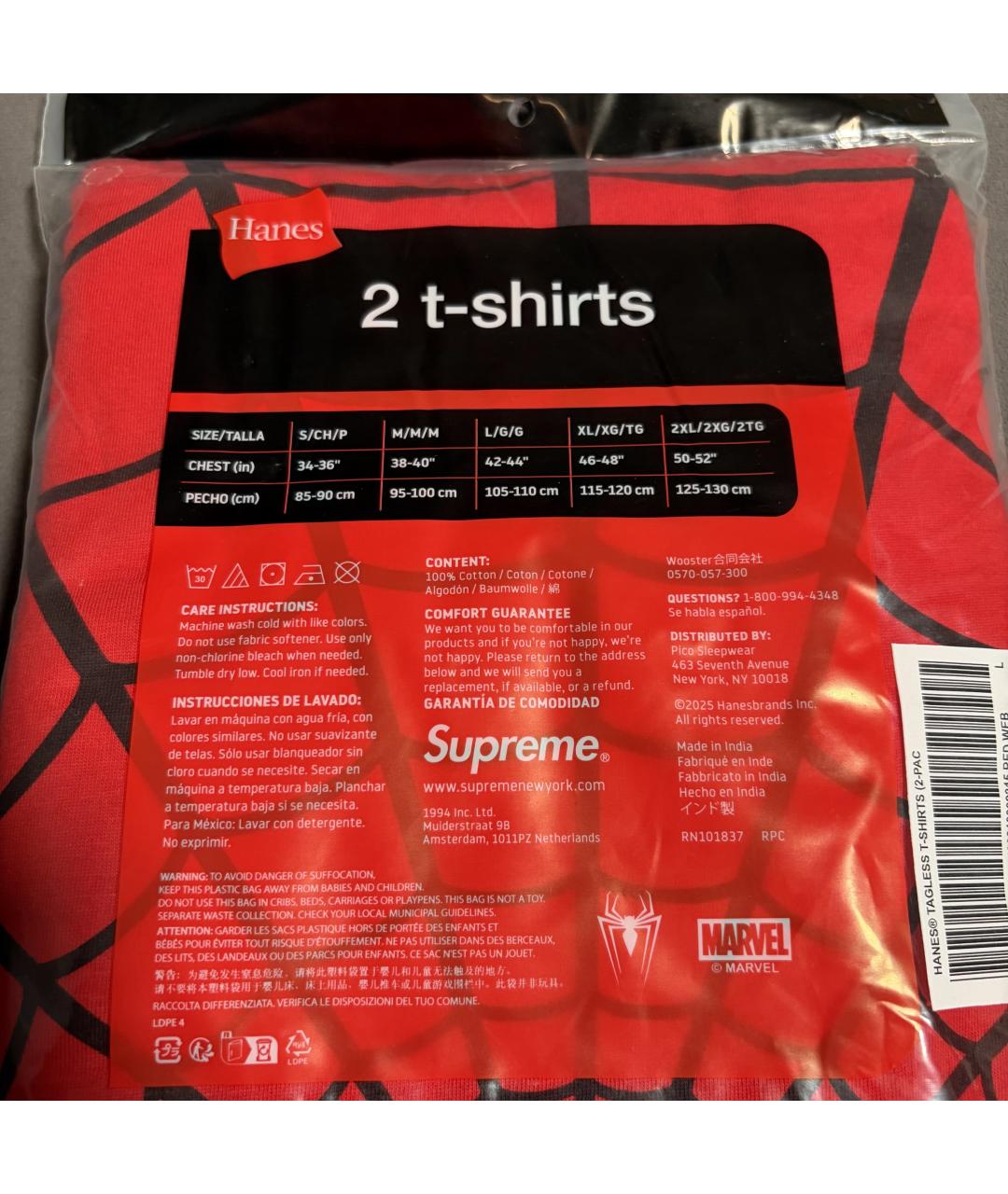 SUPREME Красная хлопковая футболка, фото 4