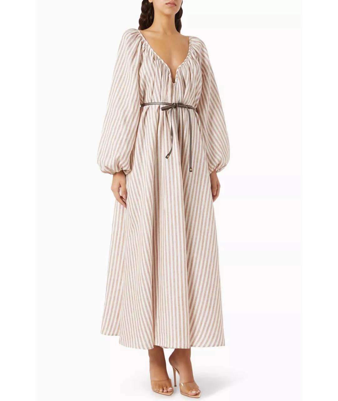 ZIMMERMANN Коричневое льняное повседневное платье, фото 5