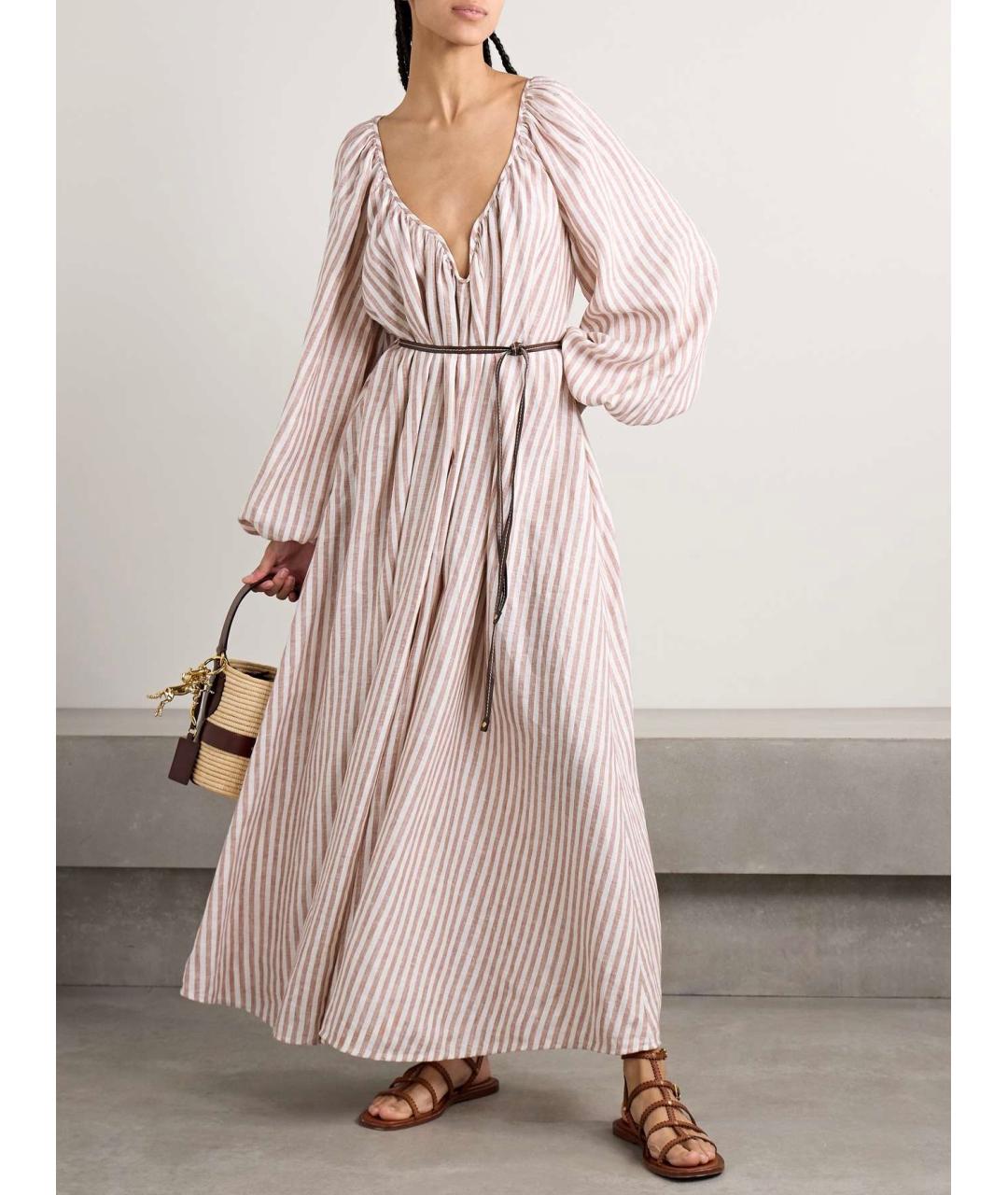 ZIMMERMANN Коричневое льняное повседневное платье, фото 7