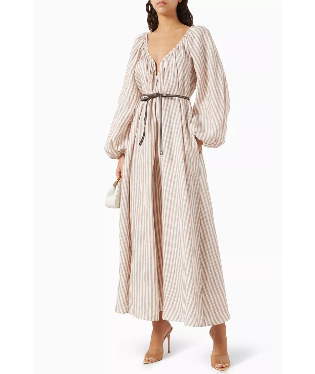 ZIMMERMANN Коричневое льняное повседневное платье, фото 4