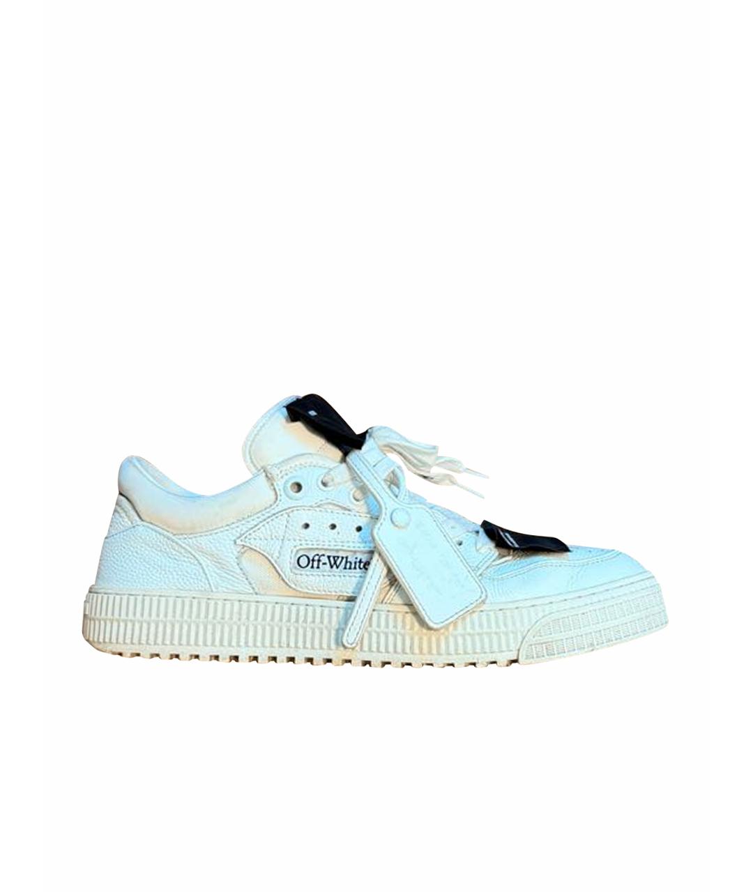 OFF-WHITE Белые кожаные низкие кроссовки / кеды, фото 1