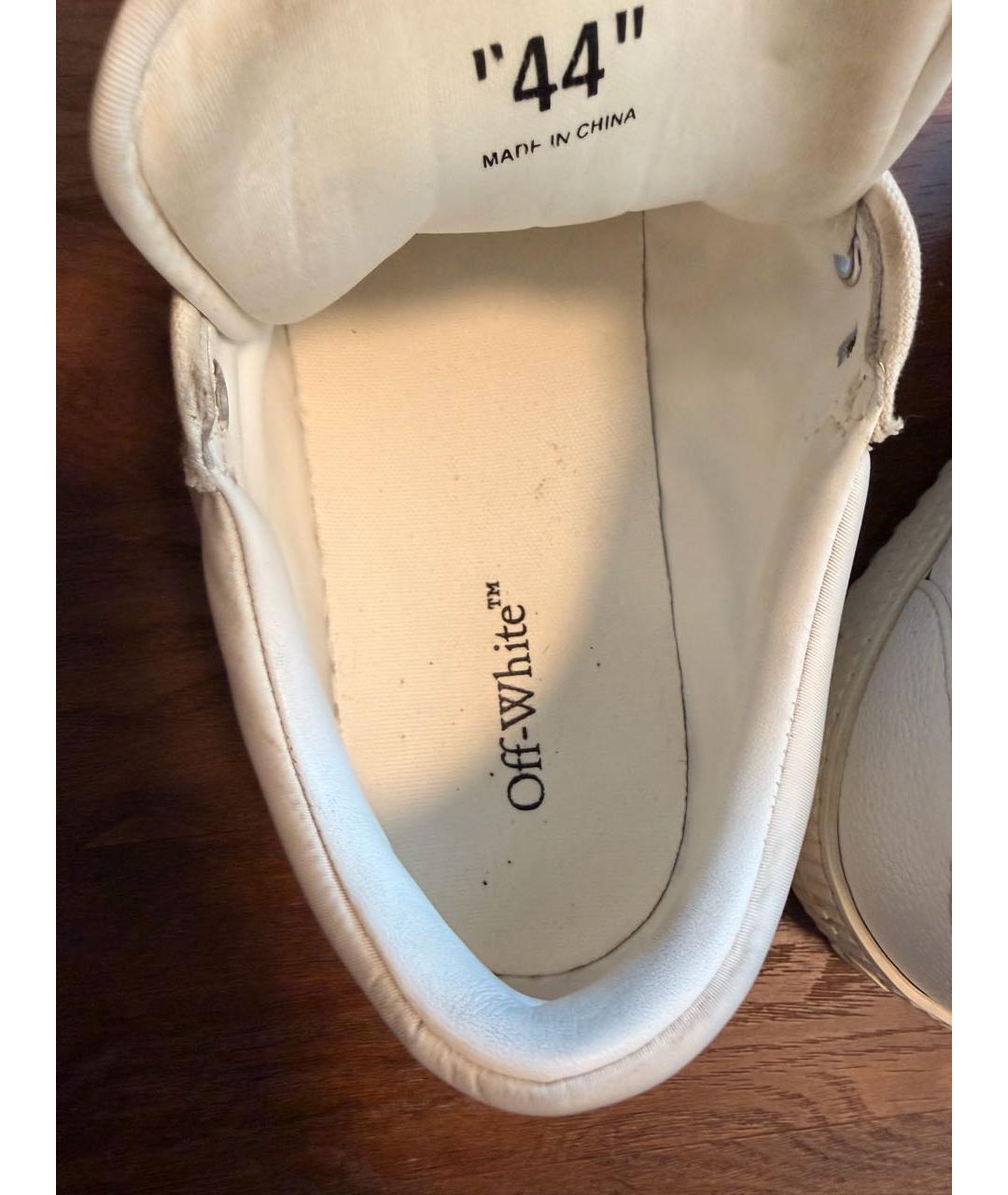 OFF-WHITE Белые кожаные низкие кроссовки / кеды, фото 6