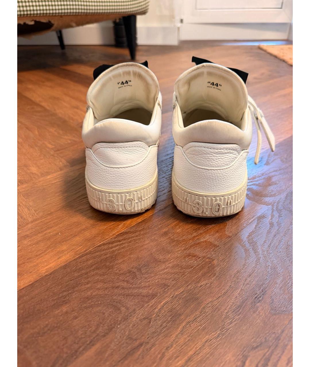 OFF-WHITE Белые кожаные низкие кроссовки / кеды, фото 4