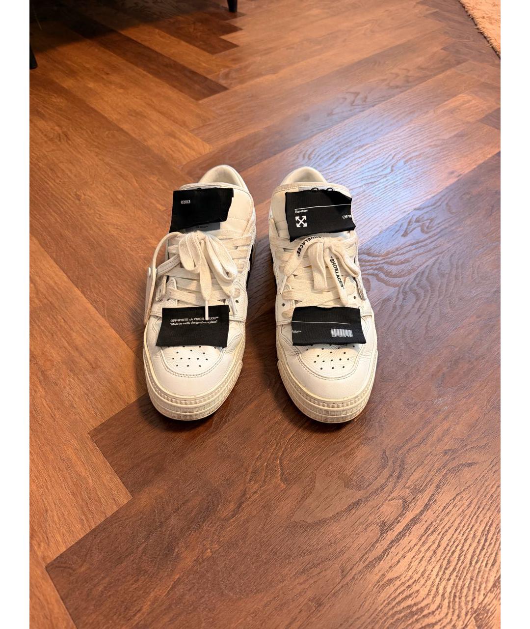 OFF-WHITE Белые кожаные низкие кроссовки / кеды, фото 2