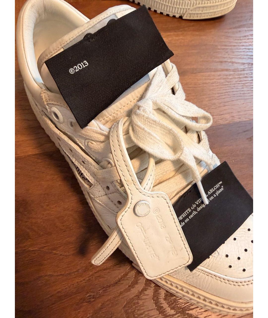 OFF-WHITE Белые кожаные низкие кроссовки / кеды, фото 5
