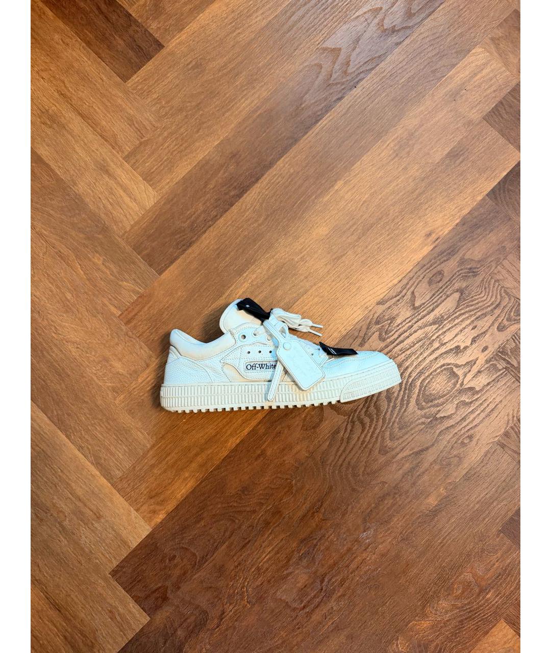 OFF-WHITE Белые кожаные низкие кроссовки / кеды, фото 9