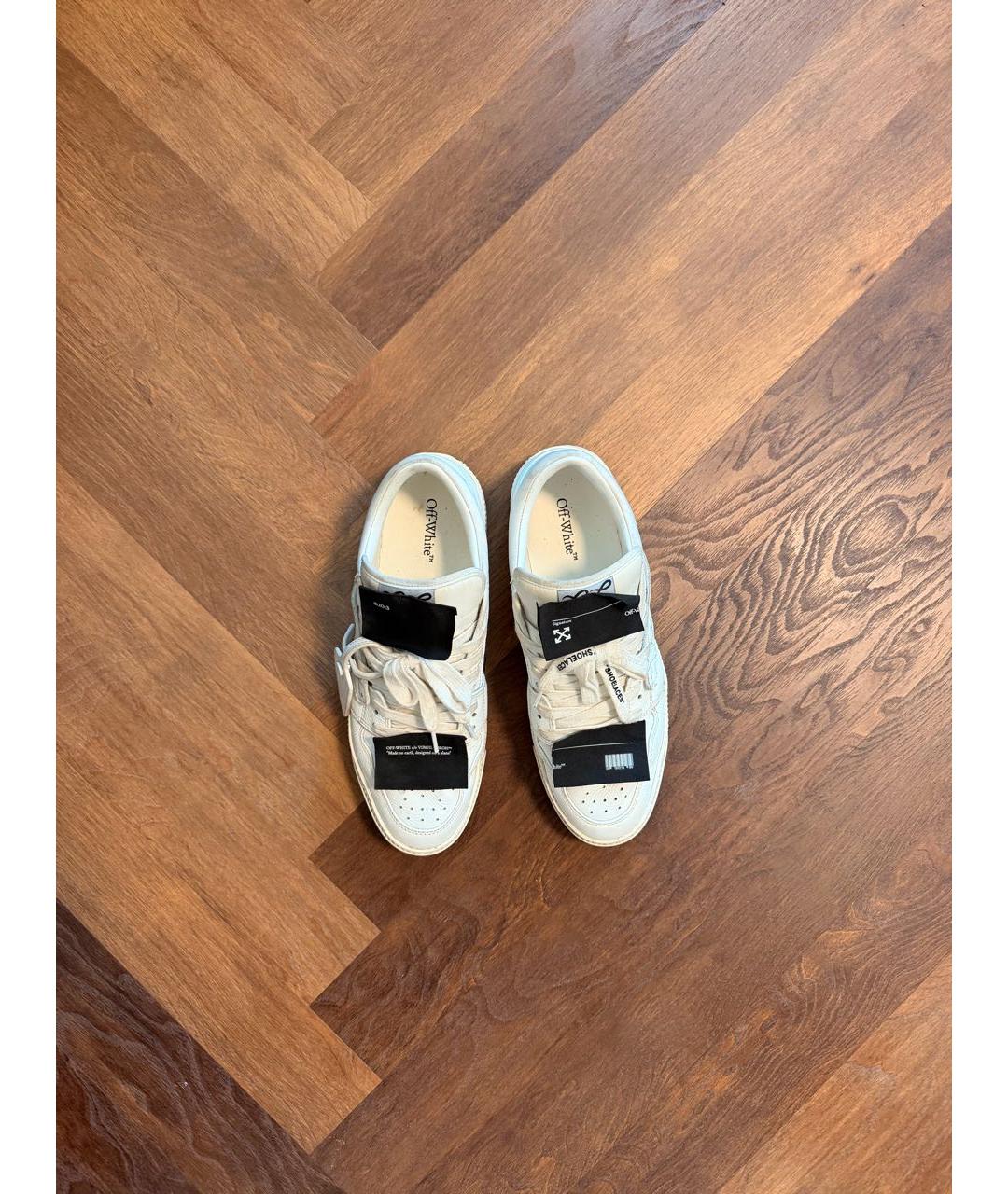 OFF-WHITE Белые кожаные низкие кроссовки / кеды, фото 3
