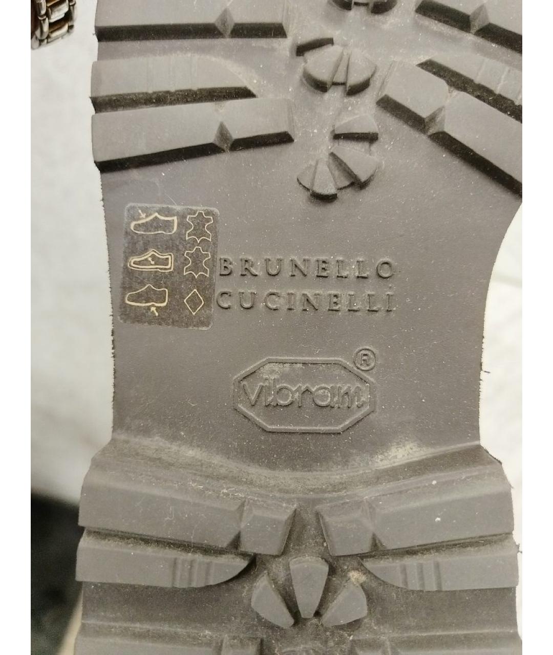 BRUNELLO CUCINELLI Коричневые кожаные ботинки, фото 4