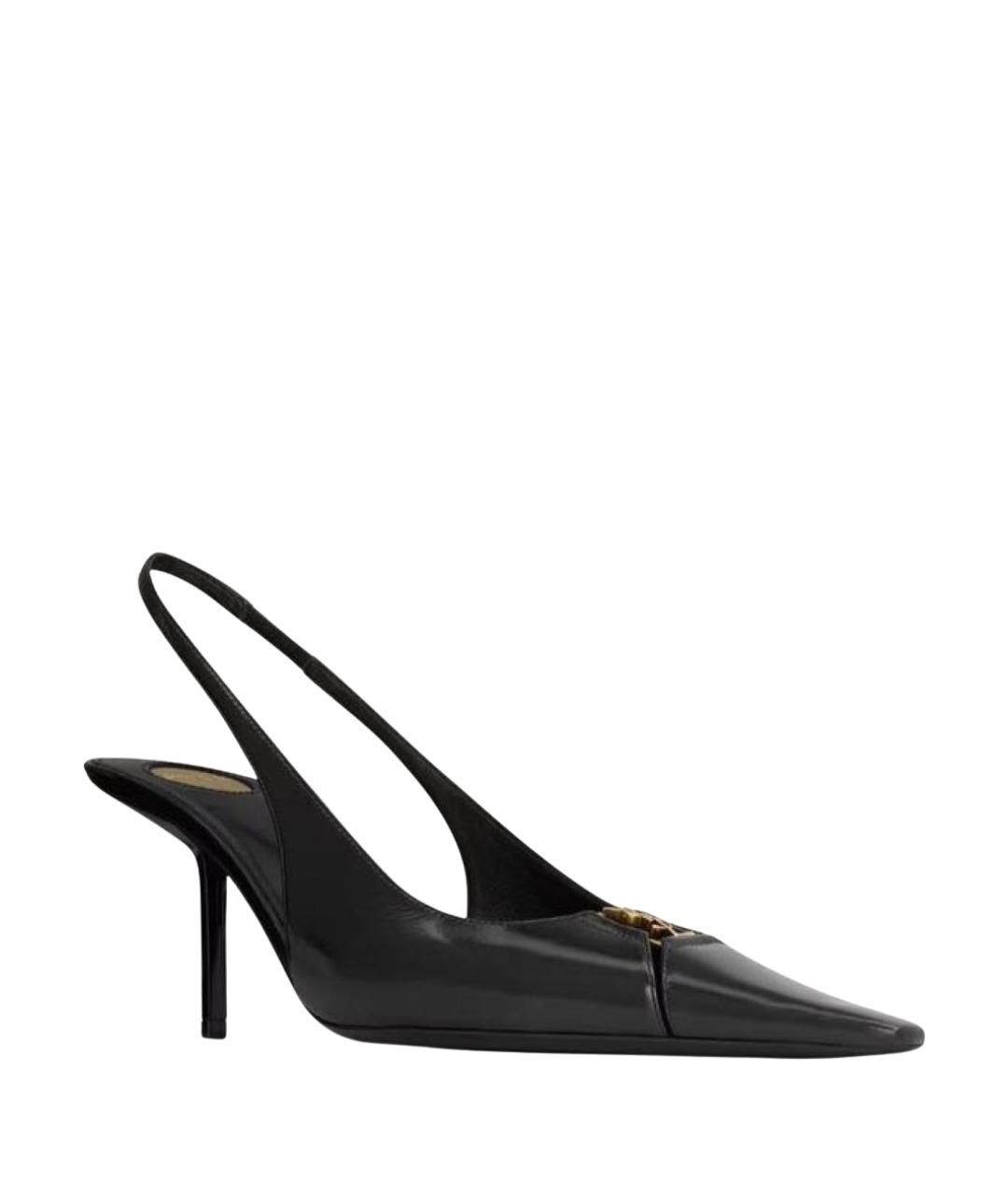 SAINT LAURENT Черные кожаные туфли, фото 1