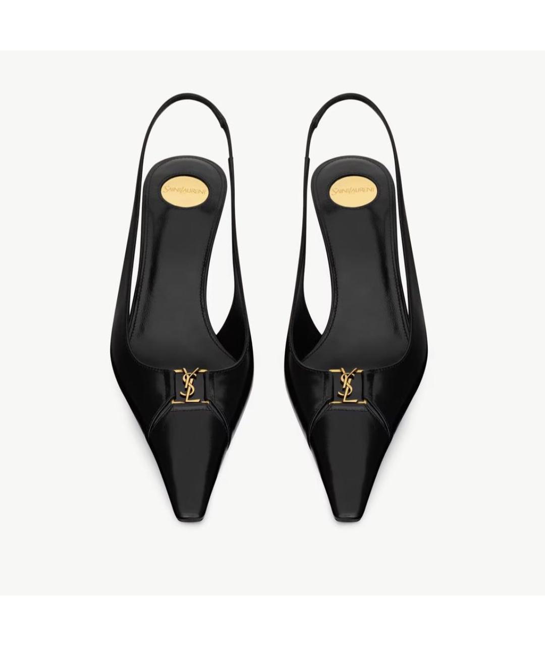 SAINT LAURENT Черные кожаные туфли, фото 2