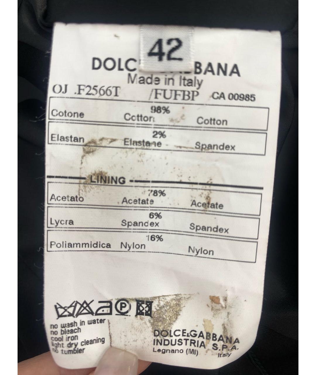 DOLCE&GABBANA Черный хлопко-эластановый жакет/пиджак, фото 7