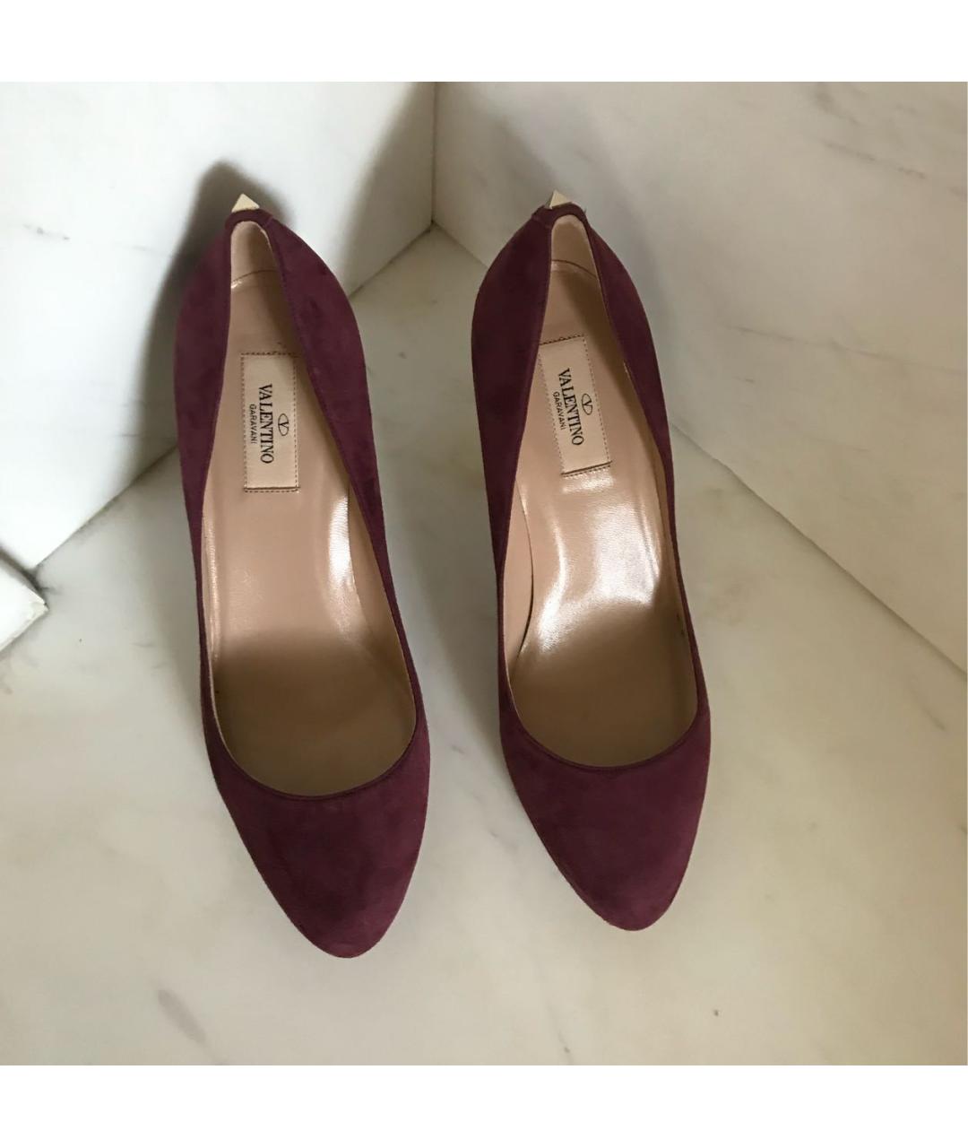 VALENTINO Бордовые замшевые туфли, фото 5