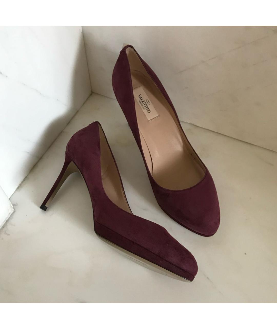 VALENTINO Бордовые замшевые туфли, фото 4