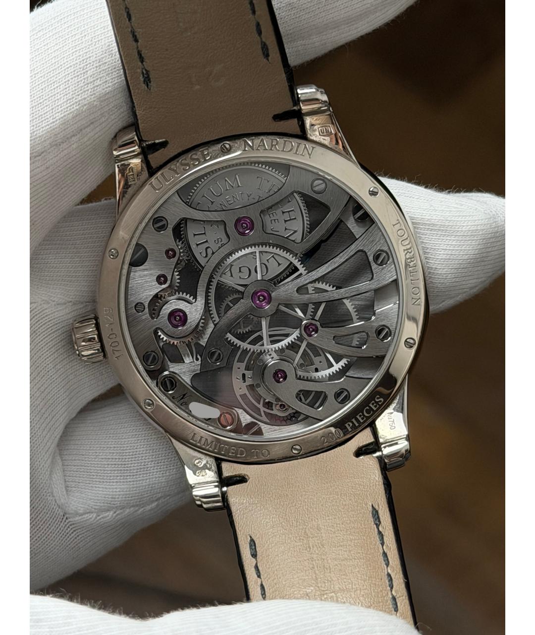 Ulysse Nardin Серые часы из белого золота, фото 9