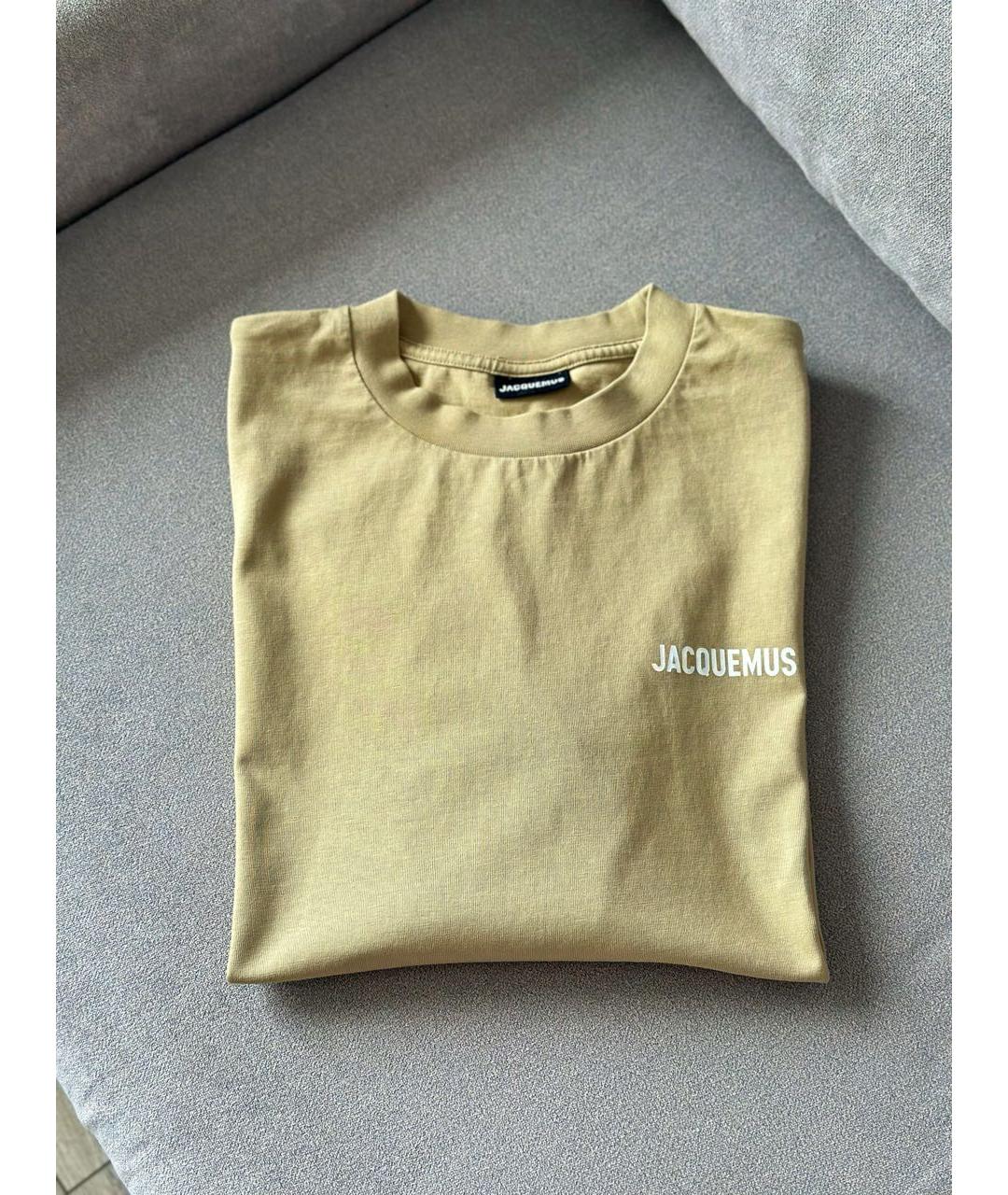 JACQUEMUS Хаки хлопковая футболка, фото 2