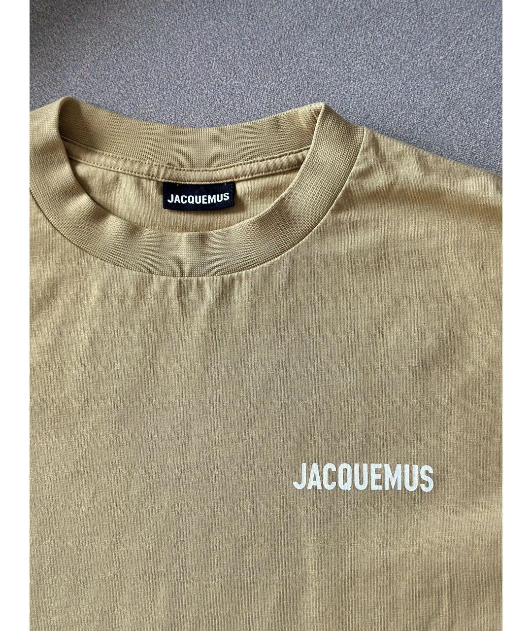 JACQUEMUS Хаки хлопковая футболка, фото 5