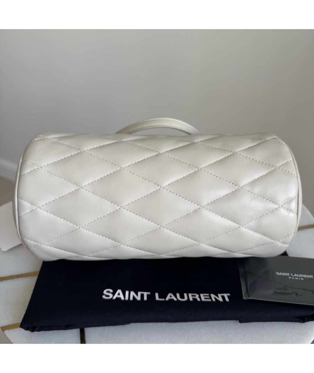 SAINT LAURENT Белая кожаная сумка через плечо, фото 4