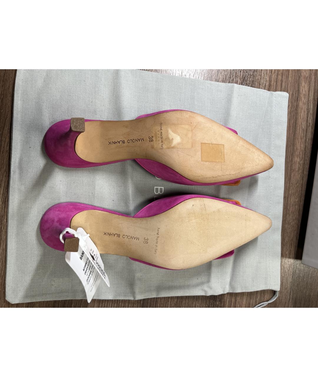 MANOLO BLAHNIK Розовые кожаные мюли, фото 5